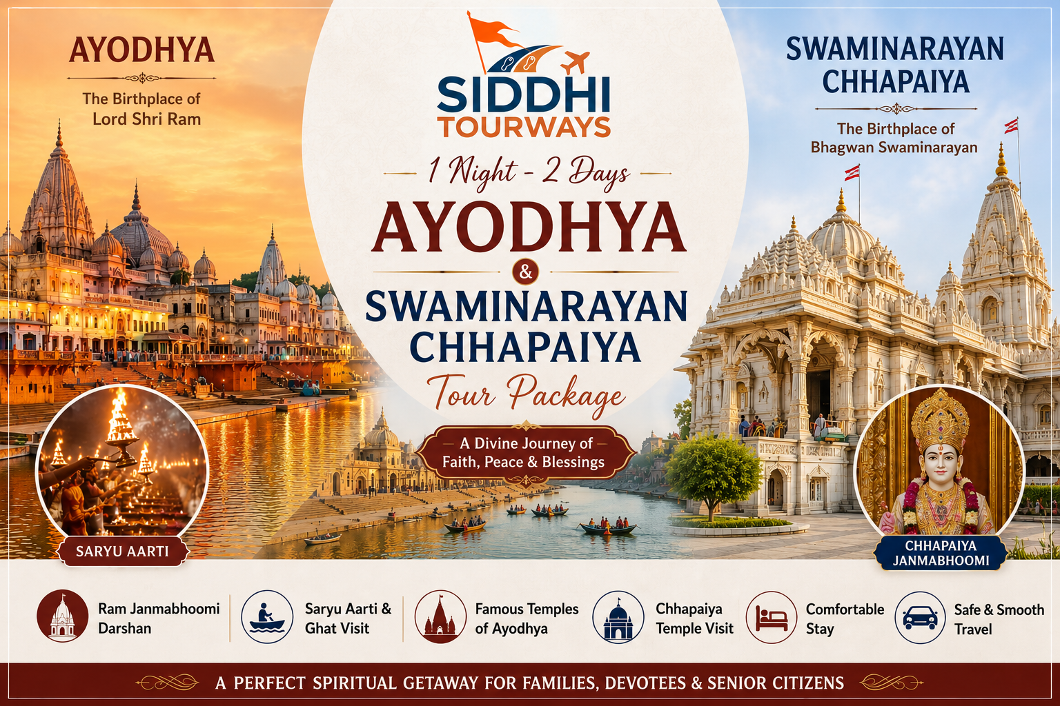 1 Night - 2 Days , Ayodhya and Swaminarayan Chhapaiya Tour